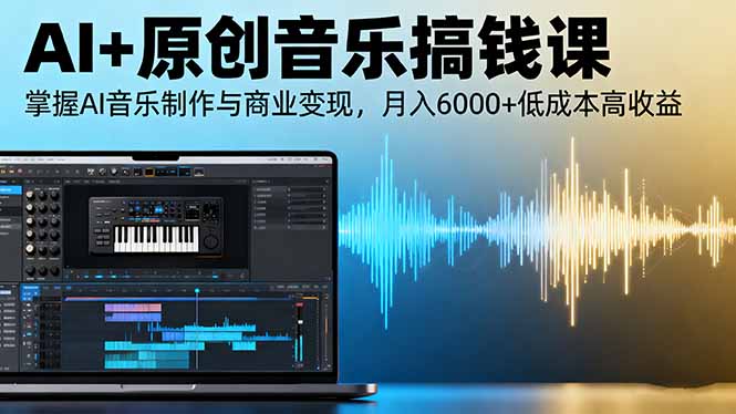 AI+原创音乐搞钱课：掌握AI音乐制作与商业变现，月入6000+低成本高收益