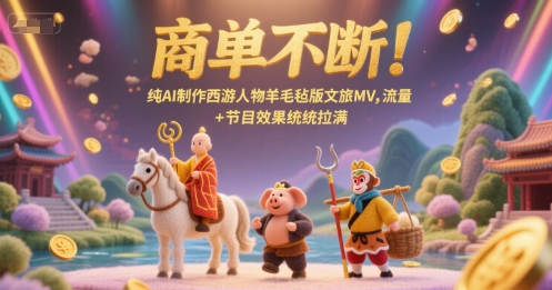 商单不断!纯AI制作西游人物羊毛毡版文旅MV,流量+节目效果统统拉满