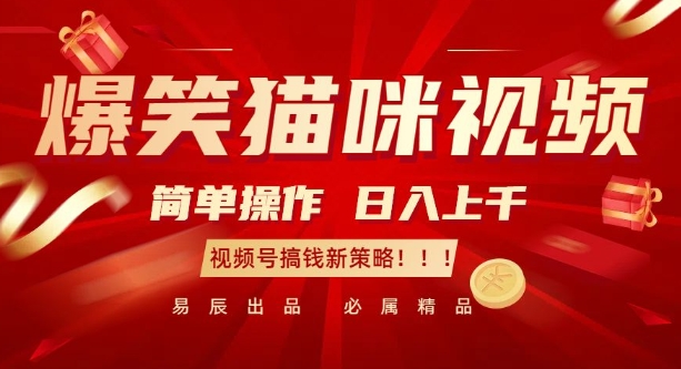 爆笑猫咪视频：简单操作，日入过K，视频号搞钱新策略【揭秘】【焦圣希18818568866】