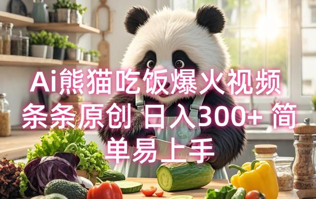 Ai熊猫吃饭爆火视频 条条原创 日入300+ 简单易上手【项目拆解】【焦圣希18818568866】