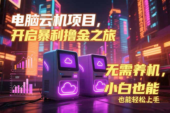 电脑云机项目 暴力撸金玩法，不需要养机 配置没有要求 单机100个窗口一…