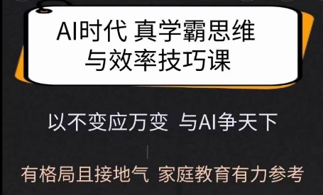 Ai时代真学霸思维与学习方法课，有格局且接地气，家庭教育有力参考【焦圣希18818568866】