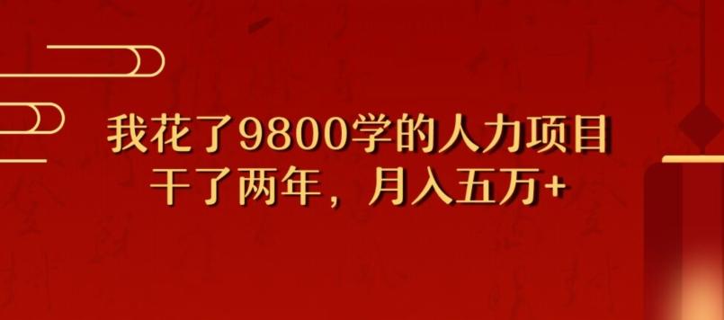 我花了9800学习,干了两年赚了70万的人力项目