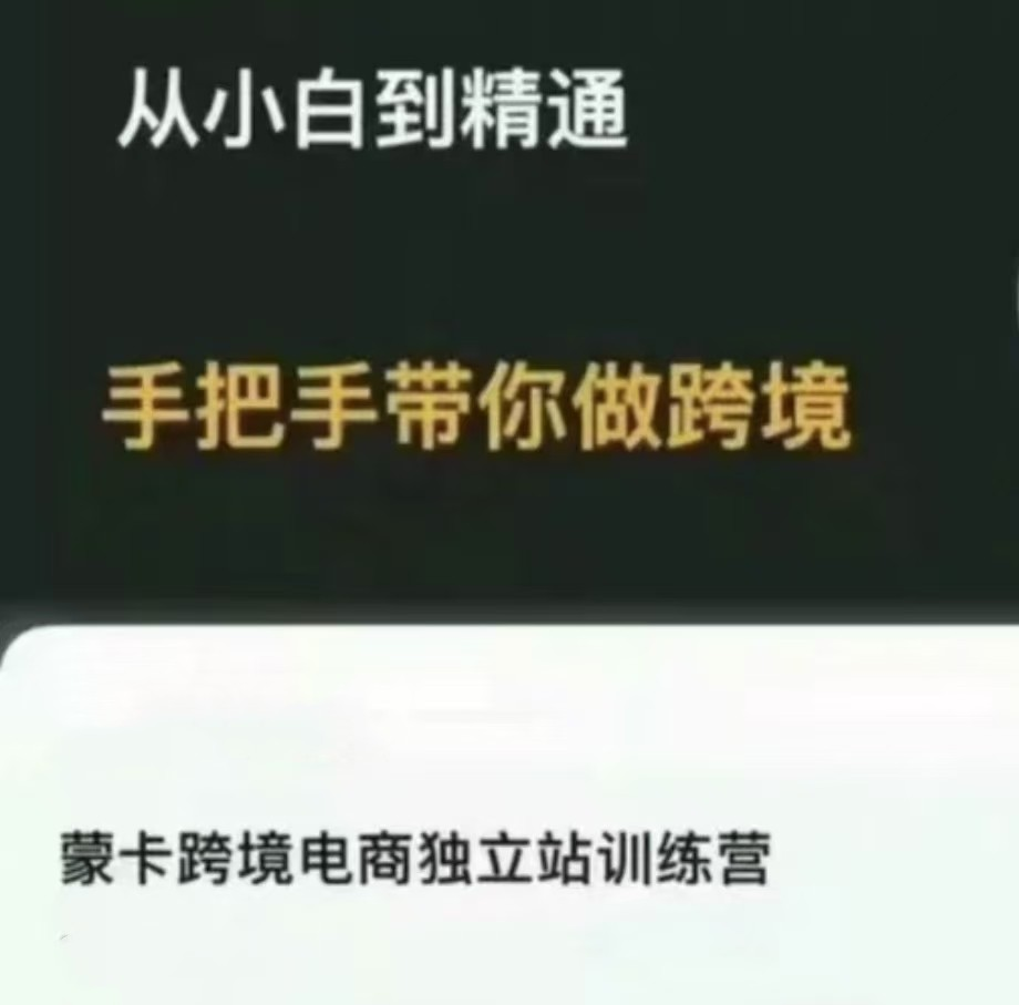 蒙卡跨境电商独立站训练营，从小白到精通手把手教你做跨境+独立站建站实战【焦圣希18818568866】
