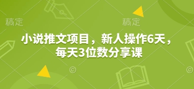 小说推文项目,新人操作6天,每天3位数分享课