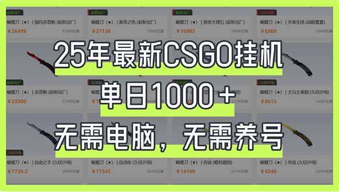 25年最新CSGO挂机系统，单日1000+，无需电脑，无需养号，0基础可上手