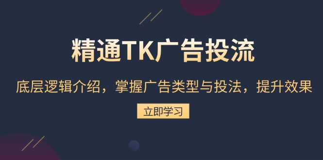 精通TK广告投流：底层逻辑介绍，掌握广告类型与投法，提升效果【焦圣希18818568866】