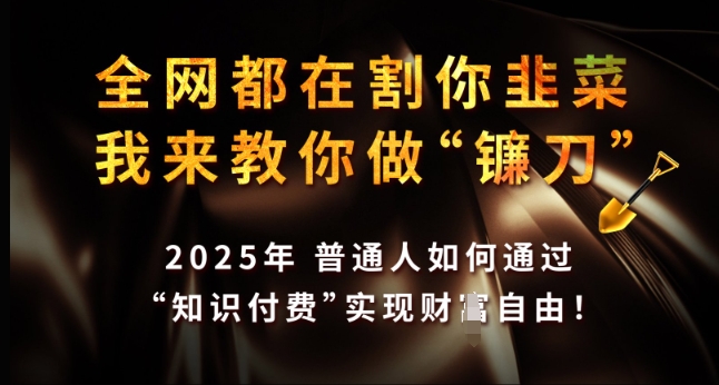 全网都在割你韭菜，我来教你做镰刀，2025年普通人如何通过 知识付费 实现财F自由【揭秘】【焦圣希18818568866】