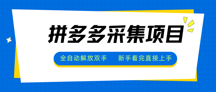 拼多多采集项目，全自动解放双手，单号日入30+