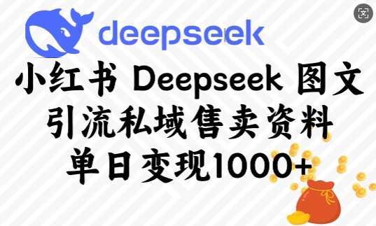 小红书Deepseek图文引流私域售卖资料，单日变现多张【焦圣希18818568866】