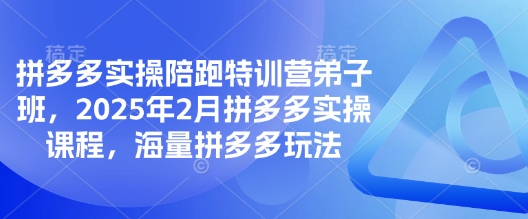 拼多多实操陪跑特训营弟子班，2025年2月拼多多实操课程，海量拼多多玩法【焦圣希18818568866】