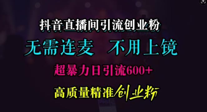 抖音直播间引流创业粉，无需连麦、无需上镜，超暴力日引流600+高质量精准创业粉【项目拆解】【焦圣希18818568866】
